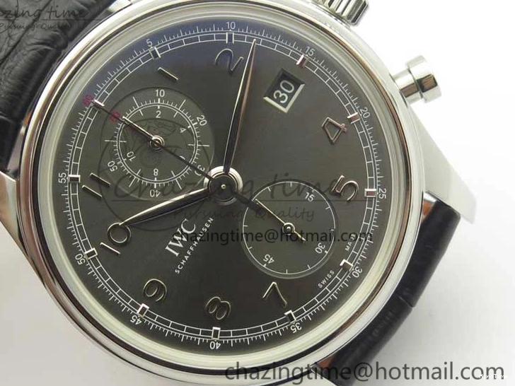 MIROTIME 0516 Portuguese Chrono SS ZF 1:1 Best Edition Gray Dial SS On Black Leather Strap A ZipUp 7215